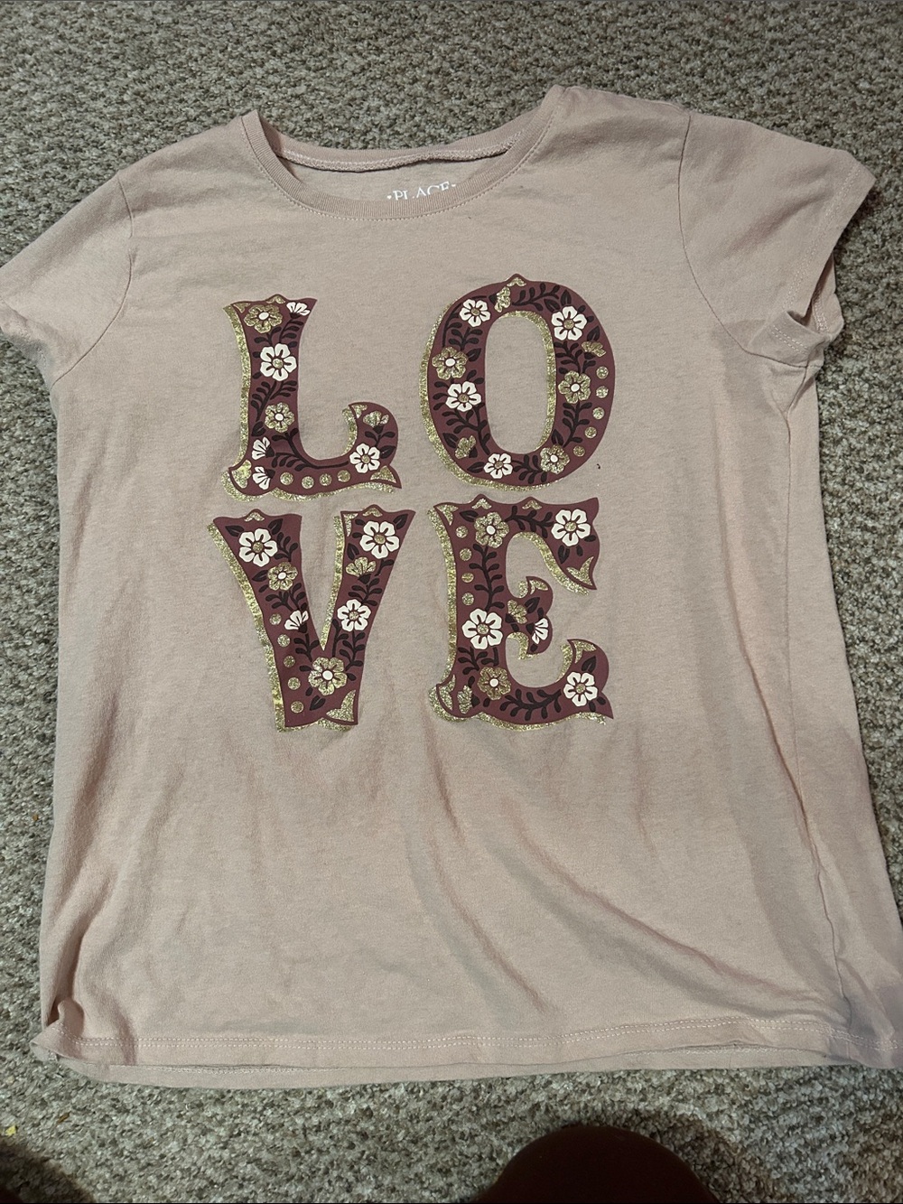 The Children's Place Dusty Pink Floral 'LOVE' Short Sleeve Tee